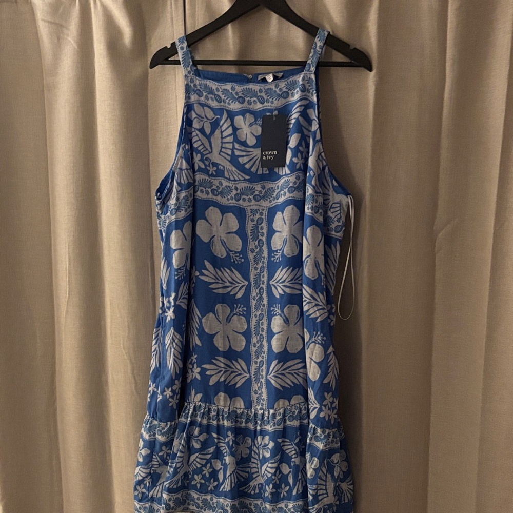 H&M Blue and White Floral Mini Dress